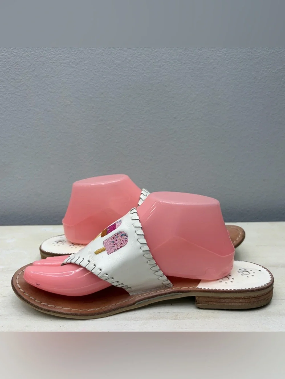 Jack Rogers White Ice Cream Pops leather Sandals Size 10